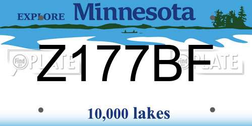 Z177BF Minnesota License Plate