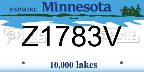 Z1783V Minnesota License Plate