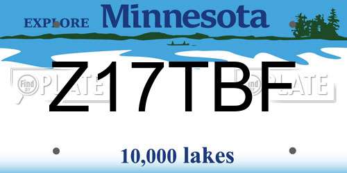 Z17TBF Minnesota License Plate