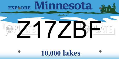 Z17ZBF Minnesota License Plate