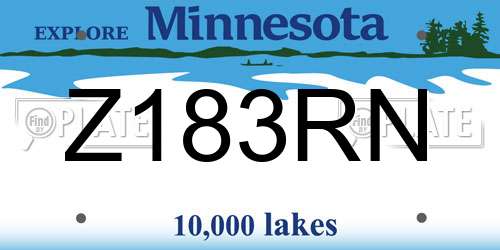 Z183RN Minnesota License Plate