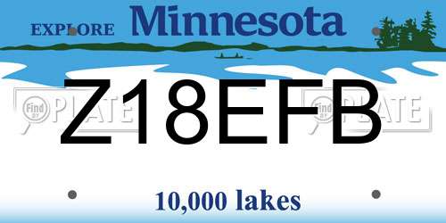 Z18EFB Minnesota License Plate
