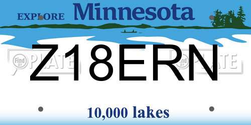 Z18ERN Minnesota License Plate