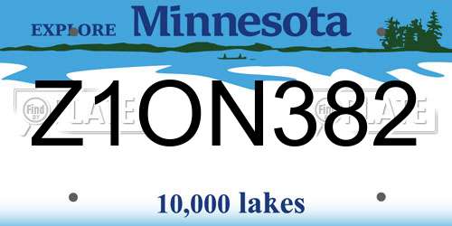 Z1ON382 Minnesota License Plate