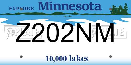 Z202NM Minnesota License Plate