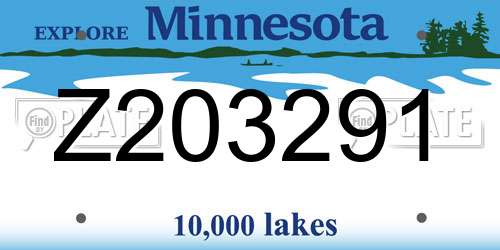 Z203291 Minnesota License Plate