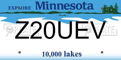 Z20UEV Minnesota License Plate