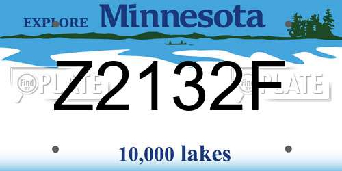 Z2132F Minnesota License Plate