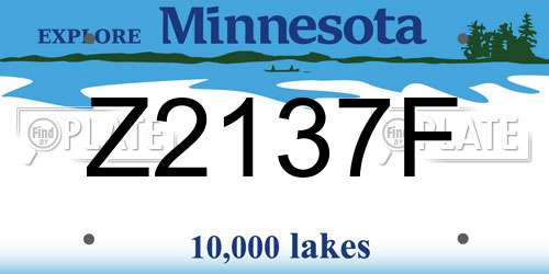 Z2137F Minnesota License Plate