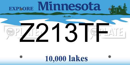 Z213TF Minnesota License Plate
