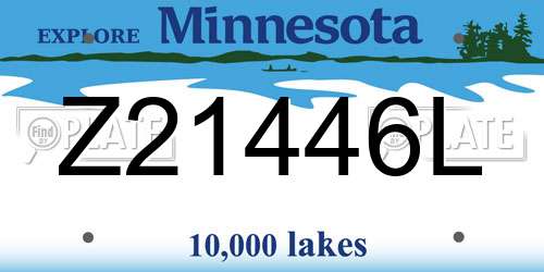 Z21446L Minnesota License Plate