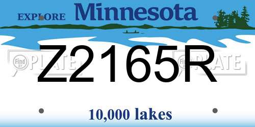 Z2165R Minnesota License Plate