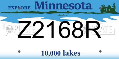 Z2168R Minnesota License Plate