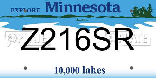 Z216SR Minnesota License Plate