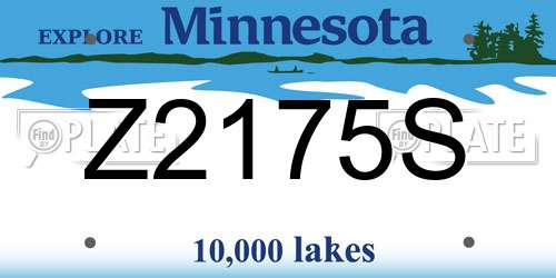 Z2175S Minnesota License Plate