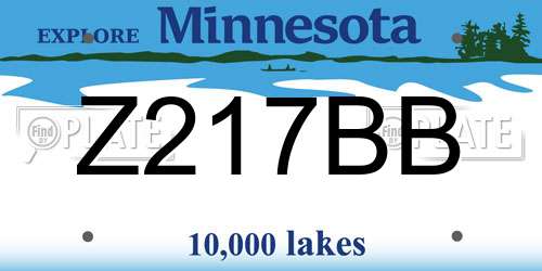 Z217BB Minnesota License Plate