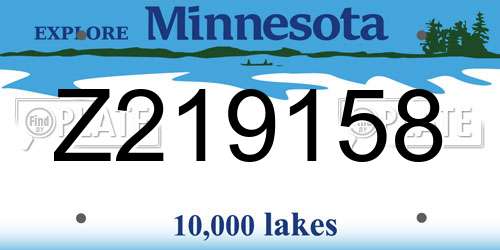 Z219158 Minnesota License Plate