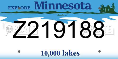 Z219188 Minnesota License Plate