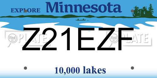 Z21EZF Minnesota License Plate
