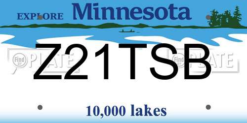 Z21TSB Minnesota License Plate