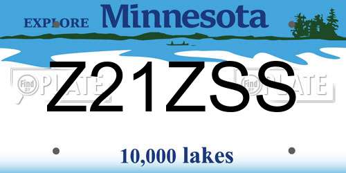 Z21ZSS Minnesota License Plate