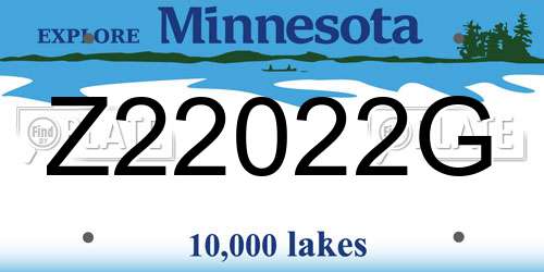 Z22022G Minnesota License Plate