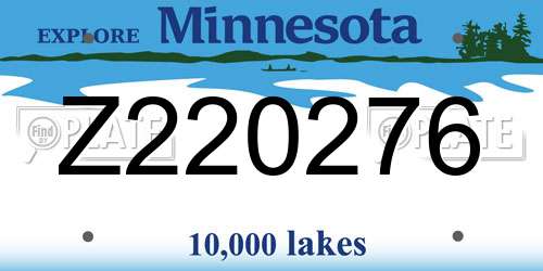Z220276 Minnesota License Plate