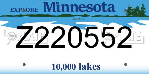 Z220552 Minnesota License Plate