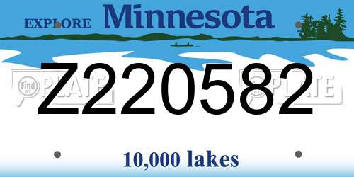 Z220582 Minnesota License Plate