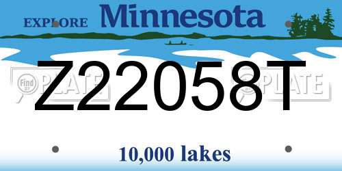 Z22058T Minnesota License Plate