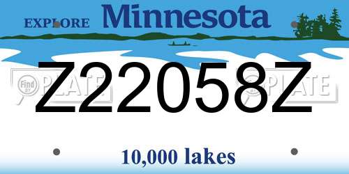 Z22058Z Minnesota License Plate