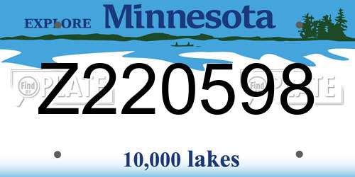 Z220598 Minnesota License Plate