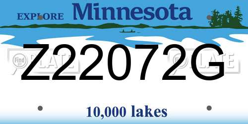 Z22072G Minnesota License Plate