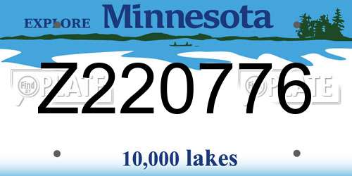 Z220776 Minnesota License Plate