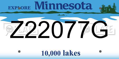 Z22077G Minnesota License Plate