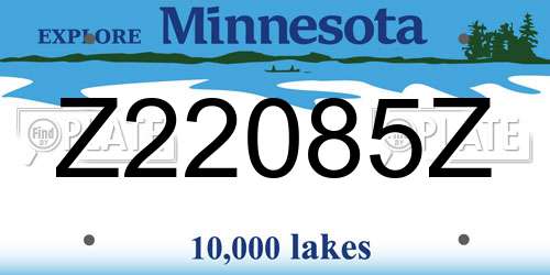 Z22085Z Minnesota License Plate