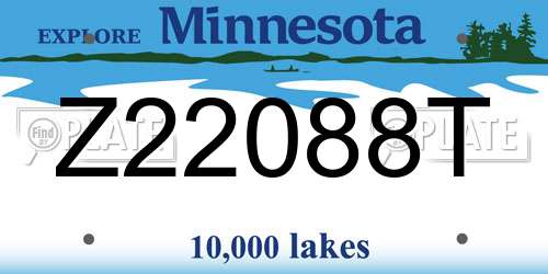 Z22088T Minnesota License Plate