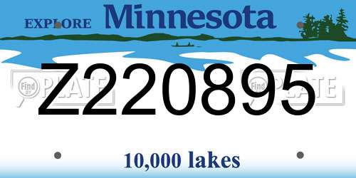 Z220895 Minnesota License Plate