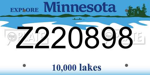 Z220898 Minnesota License Plate