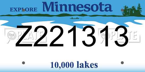 Z221313 Minnesota License Plate