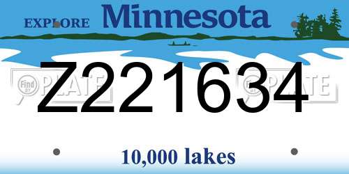 Z221634 Minnesota License Plate
