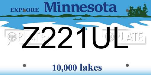 Z221UL Minnesota License Plate