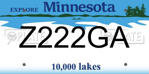 Z222GA Minnesota License Plate