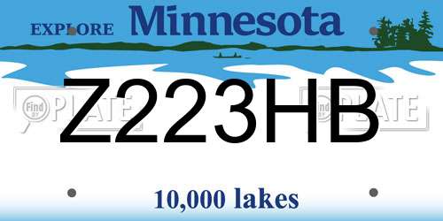 Z223HB Minnesota License Plate