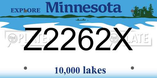 Z2262X Minnesota License Plate