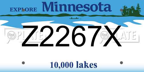 Z2267X Minnesota License Plate