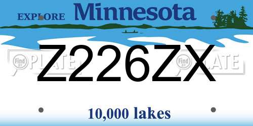 Z226ZX Minnesota License Plate
