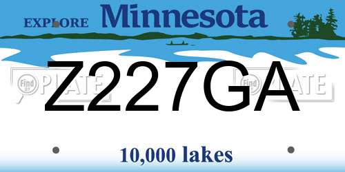 Z227GA Minnesota License Plate