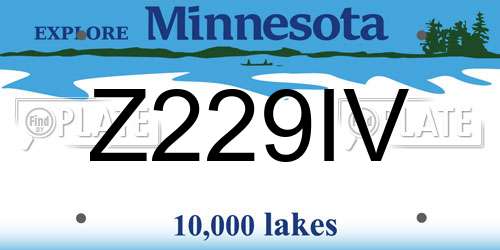 Z229IV Minnesota License Plate