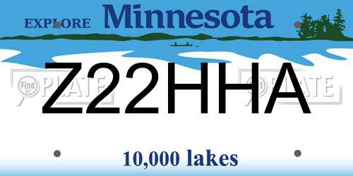 Z22HHA Minnesota License Plate